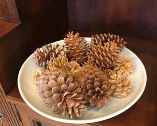 Dried Decorative Pine Cones in Bowl, -  $15