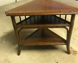 Wood Inlay Corner Table.  $50