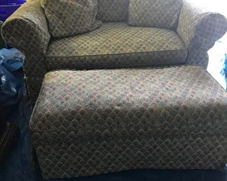 Chair and a Half w/Ottoman $300