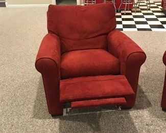 (1 of 2) American Upholstery Suede Club Chair/Recliner  $250    36"w x 38"d x 34"h        