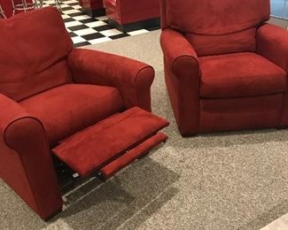 (2 of 2)  American Upholstery Suede Club Chair/Recliner  $250    36"w x 38"d x 34"h        