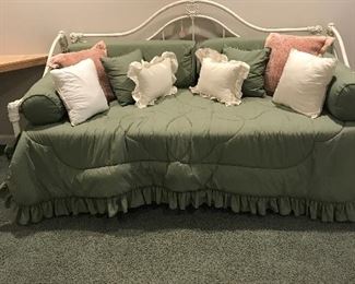 Wrought Iron Trundle Day Bed w/2 twin mattresses, bedding & pillows  80"L x 39"d  $200