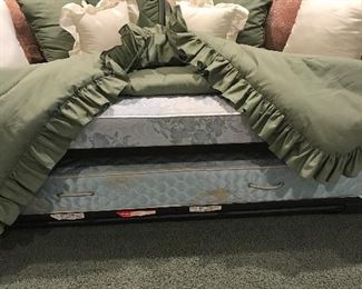 Wrought Iron Trundle Day Bed w/2 twin mattresses,  bedding & pillows  80"L x 39"d   $200