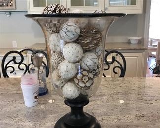 Decorative Glass & Metal Vase w/Balls  $40