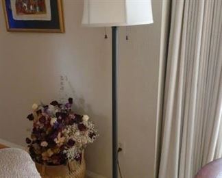 $45 - Hammered bronze floor lamp. Two pull chain bulbs. 60" h "after"