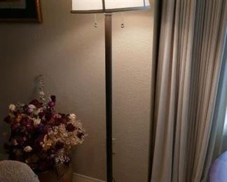 $45 - Hammered bronze floor lamp. Two pull chain bulbs. 60" h (after)