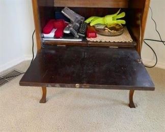 $75 - Vintage record cabinet / stand. Has key. 24" w x 30" h x 20" d (later)