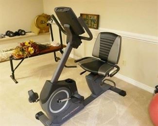 $160 - Proform 315 CSX Exercise Recumbent Bike Bicycle.  (now)  - (weights in background are not for sale)