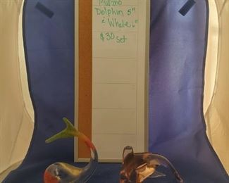 P-LR-4   $30 set   Murano 5" Dolphin & 6" Whale