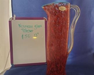 P-LR-6   $50   Nouveau Glass Pitcher (13")