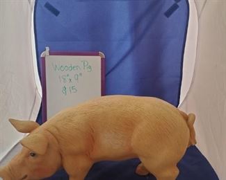 P-LR-7   $15   Wooden Pig (18"W x 9"H)