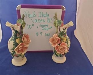 P-LR-25   $8   Paul's Italy Vases (10"H) *Some chips