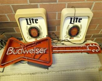 BOWTIE BUDWEISER NEON/LITE BEER SIGNS 