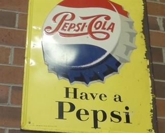 PEPSI COLA EMB. CAP SIGN 