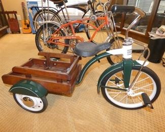 UNUSUAL TRICYCLE W/WOODEN BED 