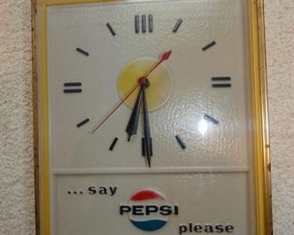 LIGHTED PEPSI COLA CLOCK 
