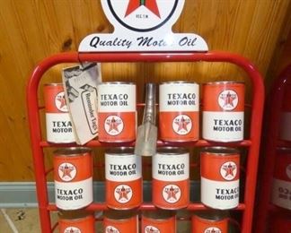 TEXACO OIL CAN DISPLAY RACK 