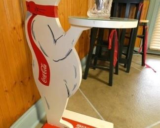 32IN. COKE WOODEN BEAR SERVER 