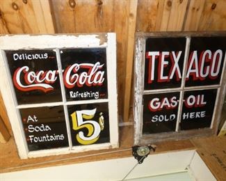 24X29 COKE & TEXACO PAINTED WINDOWS 