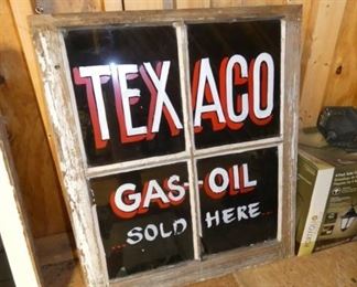 24X29 TEXACO GAS-OIL PAINTED WINDOW 