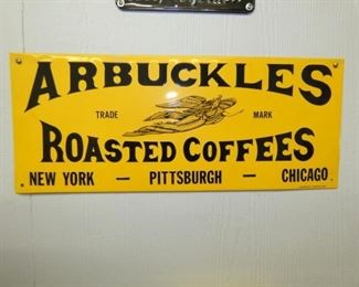19X8 EMB. ARBUCKLES COFFEE SIGN  