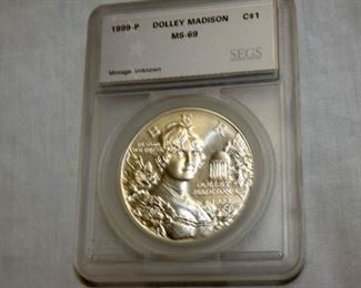 1999P DOLLY MADISON SILVER DOLLAR 