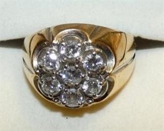 14K MENS GOLD RING W/DIAMONDS 