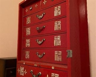 Dresser top small red cabinet with drawers