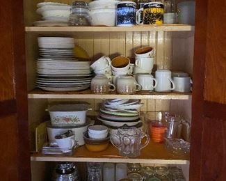Vintage dishes, Corningware, more