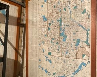 Huge framed map of Minneapolis