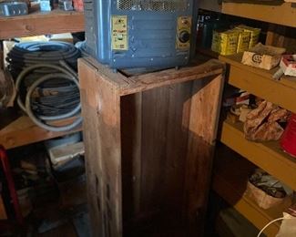 Large wood crate, old fan???