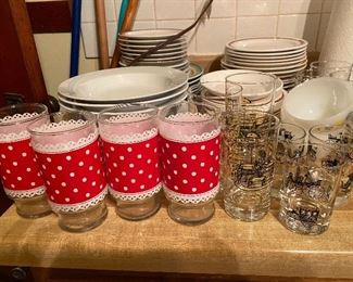 Vintage glasses and dishes