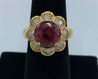 Diamond and Pink Tourmaline Ring