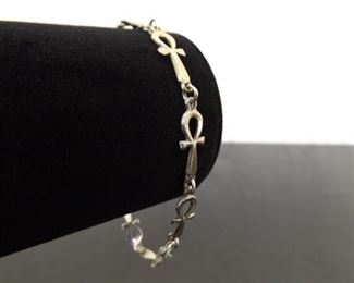 .925 Sterling Silver Egyptian Ankh Bracelet
