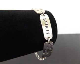 .925 Sterling Silver "Go On With a Spirit That Fears Nothing" Bracelet
