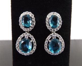 .925 Sterling Silver Faceted Topaz Crystal Post Earrings
