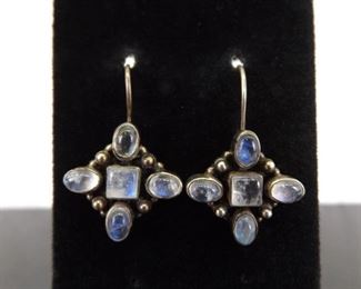 .925 Sterling Silver Moonstone Hook Earrings
