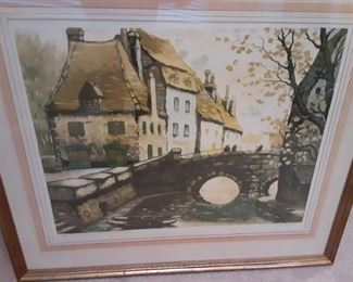 Vielles Maisons en Picardie etching by Lucien Bessonnat