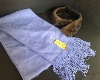 Alpaca Wool Scarf & Mink Collar 