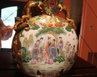 Exquisite Antique  Chinese Moon Flask Vase with Dragon Handles