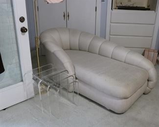 Chaise   & Lucite Nesting Tables