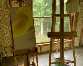 Art Supplies, oils, brushes, Easels