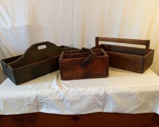 3 Wooden Utility Boxes with Multiple Compartments