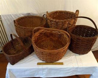 5 Assorted Cane and Wicker Baskets