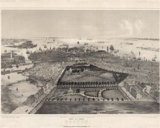 1850 Boston Lithograph Copy John Bachmann, not an original, it has a crease on the print, barely visible but a well framed, beautiful piece.