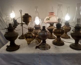 Antique Lighting  8 Table Lamps and 1 Wall Sconce