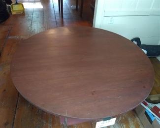 Table Chair with drawer stained redwood color with pull out drawer under seat. 27"H x 48 1/2" L. Seat is 21"W x 21" D.