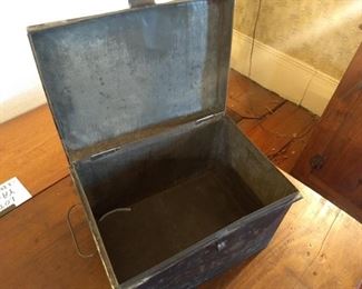 antique wooden and tin box