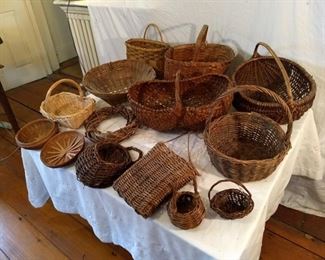 Various assorted Cane and Wicker Baskets
