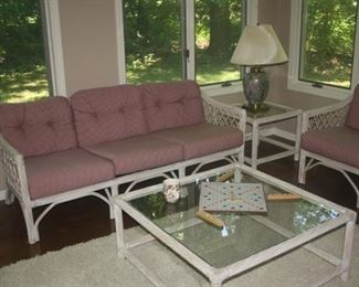 MID CENTURY BAMBOO STYLE SOFA